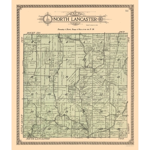 Historic City Map - North Lancaster Wisconsin - Ogle 1918 23 x 27.21 - Vintage Wall Art