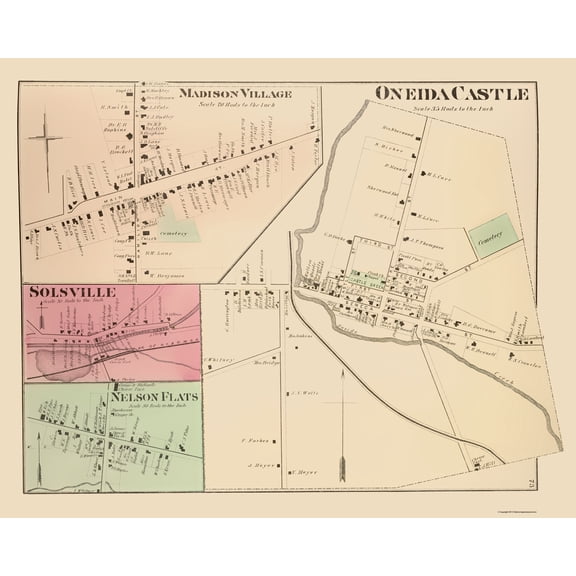 Historic City Map - Oneida Castle New York - Whitman 1875 - 23 x 28.75 - Vintage Wall Art