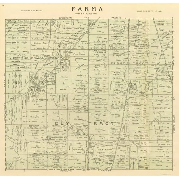 Historic City Map - Parma Ohio - Stranahan 1903 - Vintage Wall Art
