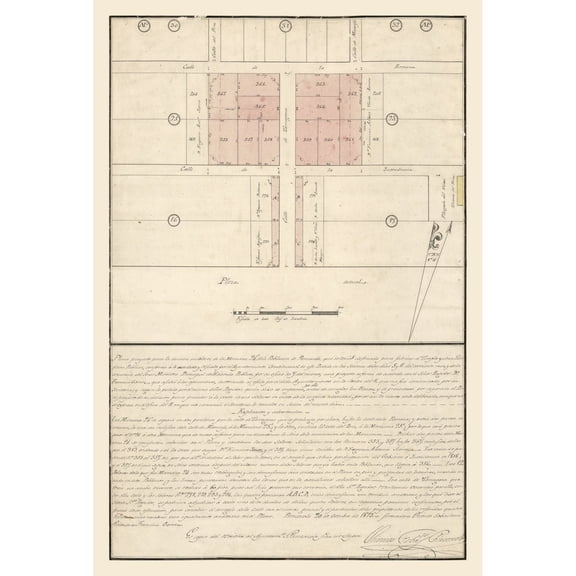 Historic City Map - Pensacola Florida - Pintado 1813 - 23 x 34.05 - Vintage Wall Art