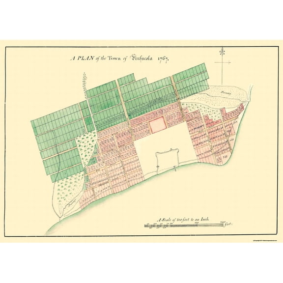 Historic City Map - Pensacola Florida Plan - 1767 - Vintage Wall Art