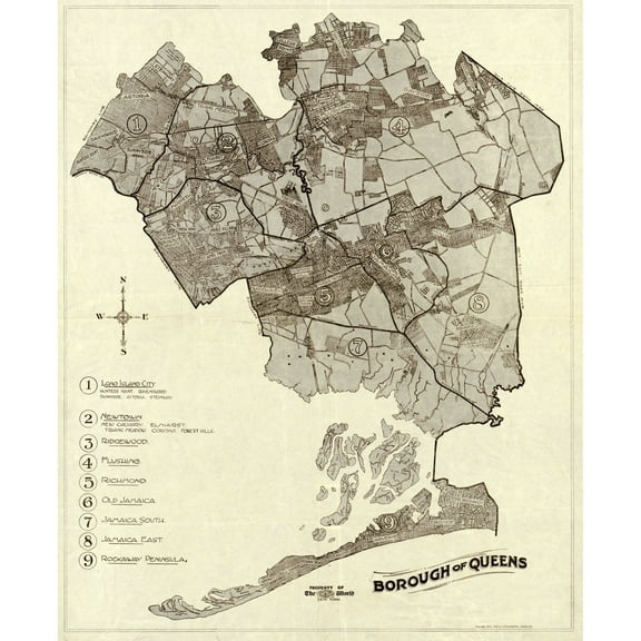Historic City Map - Queens New York - 1918 - 23 x 28.07 - Vintage Wall Art
