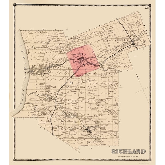 Historic City Map - Richland New York - Stone 1866 - Vintage Wall Art