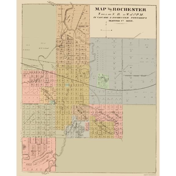 Historic City Map - Rochester Minnesota - Andreas 1874 - Vintage Wall Art