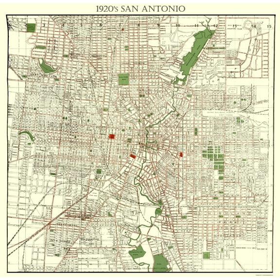 Historic City Map - San Antonio Texas - Appler 1920 - 23 x 23.46 - Vintage Wall Art