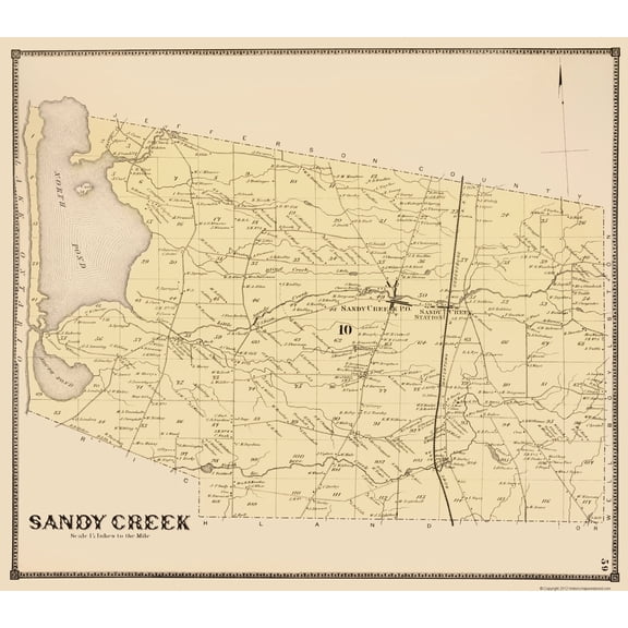 Historic City Map - Sandy Creek New York - Stone 1866 - 23 x 26.04 - Vintage Wall Art