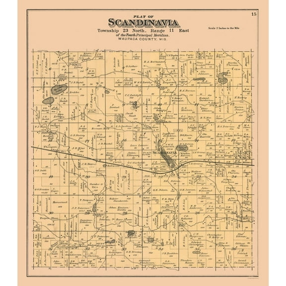 Historic City Map - Scandinavia City Wisconsin - Foote 1889 - 23 x 26.19 - Vintage Wall Art