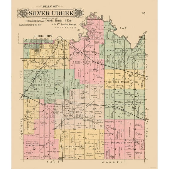 Historic City Map - Silver Creek  Illinois - North West Publishing Co 1894 - 23 x 26.58 - Vintage Wall Art