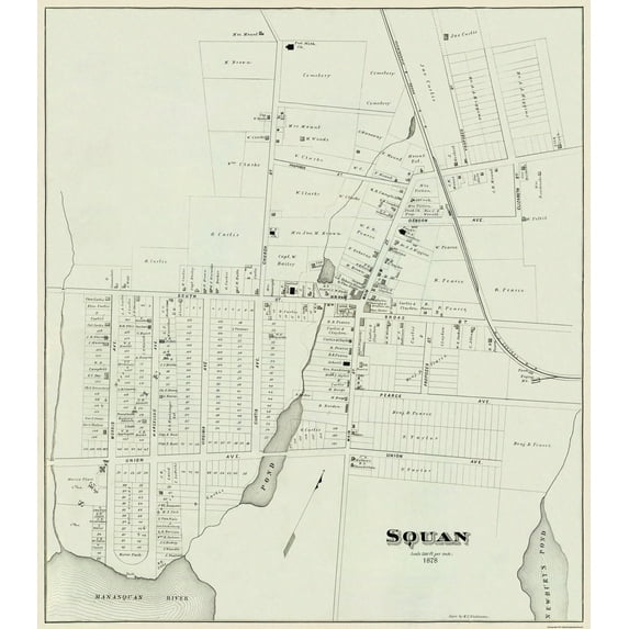 Historic City Map - Squan New Jersey - Woolman 1878 - Vintage Wall Art