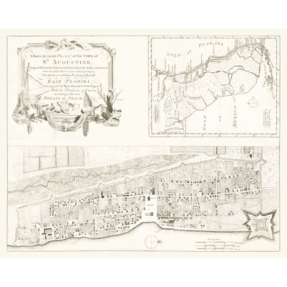 Historic City Map - St Augustine Florida - Solis 1764 - Vintage Wall Art