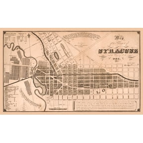 Historic City Map - Syracuse New York - Clarke 1834 - Vintage Wall Art