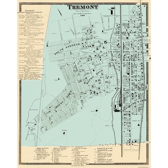 Historic City Map - Tremont New York - Beers 1868 - 23 x 28.88 - Vintage Wall Art