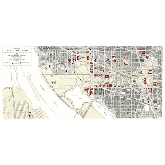 Historic City Map - Washington DC Mall - Peters 1917 - Vintage Wall Art