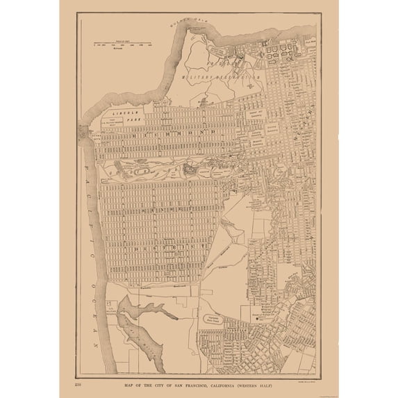 Historic City Map - West San Francisco California - Reynold 1921 - 23 x 32.74 - Vintage Wall Art