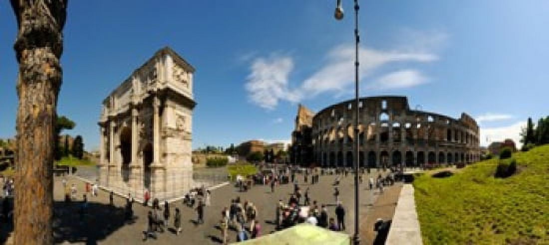 Historic Coliseum and Arch of Constantine Rome Lazio Italy Canvas Art - Panoramic Images (15 x 7)