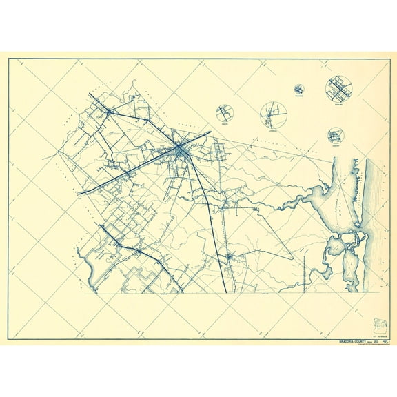 Historic County Map - Brazoria County Texas - General Land Office 1936 - 23 x 31.08 - Vintage Wall Art