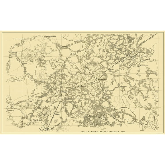 Historic County Map - Culpeper County Virginia - 1865 - 36.56 x 23 - Vintage Wall Art