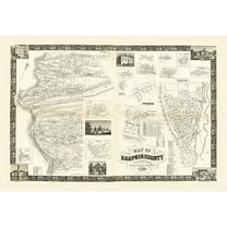 Historic County Map - Dauphin County Pennsylvania - Barker 1858 - 33.45 x 23 - Vintage Wall Art