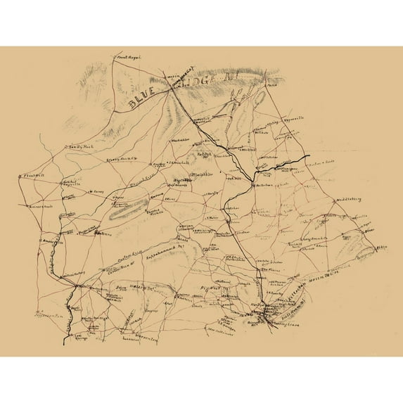 Historic County Map - Fauquier County Virginia - 1860 - Vintage Wall Art