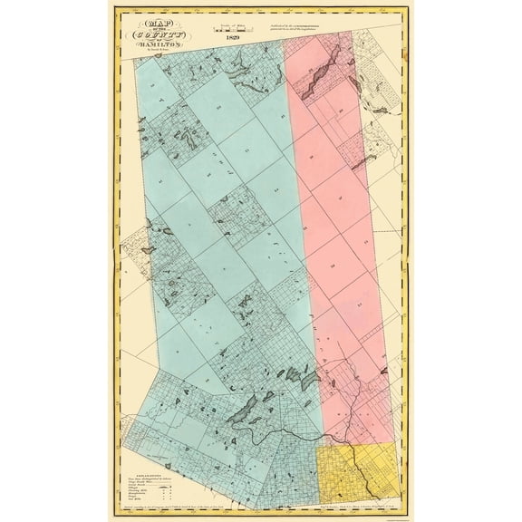 Historic County Map - Hamilton County New York - Burr 1829 - Vintage Wall Art