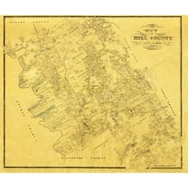Historic County Map - Hill County Texas - Martin 1857 - 27.42 x 23 - Vintage Wall Art