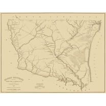 Historic County Map - Horry County South Carolina - Mills 1825 - 30 x 23 - Vintage Wall Art