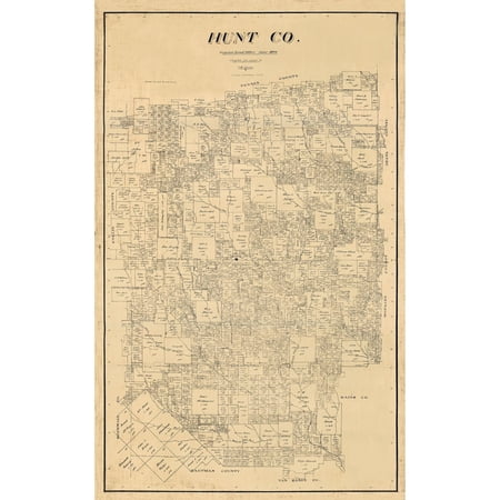 Historic County Map - Hunt County Texas - Pressler 1894 - Vintage Wall Art price history and forecast - MAPS OF THE PAST