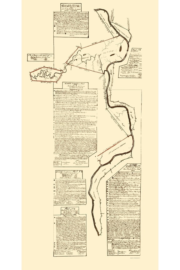 Historic County Map- Kanawha River County West Virginia - Washington 1774 - Vintage Wall Art