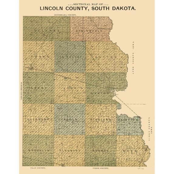 Historic County Map - Lincoln County South Dakota - Scott 1899 - 23 x 29.51 - Vintage Wall Art