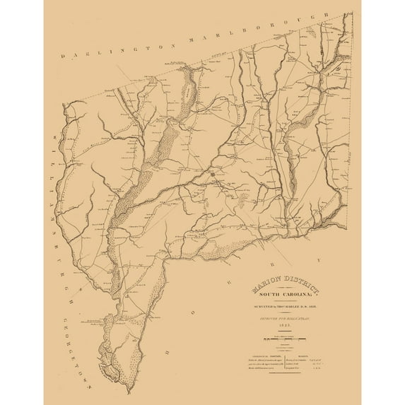 Historic County Map - Marion County South Carolina - Harlee 1825 - 23 x 29.31 - Vintage Wall Art