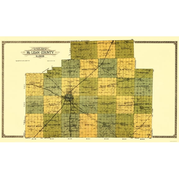 Historic County Map - Mclean County Illinois - Ogle 1914 - Vintage Wall Art