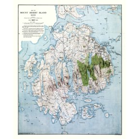 Historic County Map - Mount Desert Island Maine - Bates 1917 - Vintage Wall Art