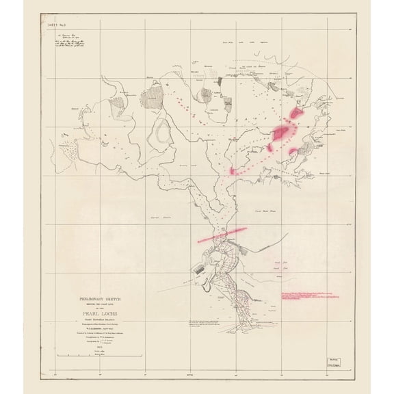 Historic County Map - Oahu County Hawaii - Alexander 1873 - 23 x 26.08 - Vintage Wall Art