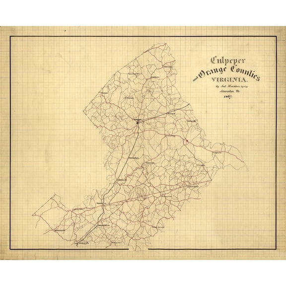 Historic County Map - Orange County Virginia - Hotchkiss 1867 - 28.12 x 23 - Vintage Wall Art
