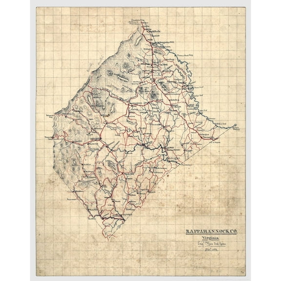 Historic County Map - Rappahannock County Virginia - Michie 1863 - 23 x 29.27 - Vintage Wall Art