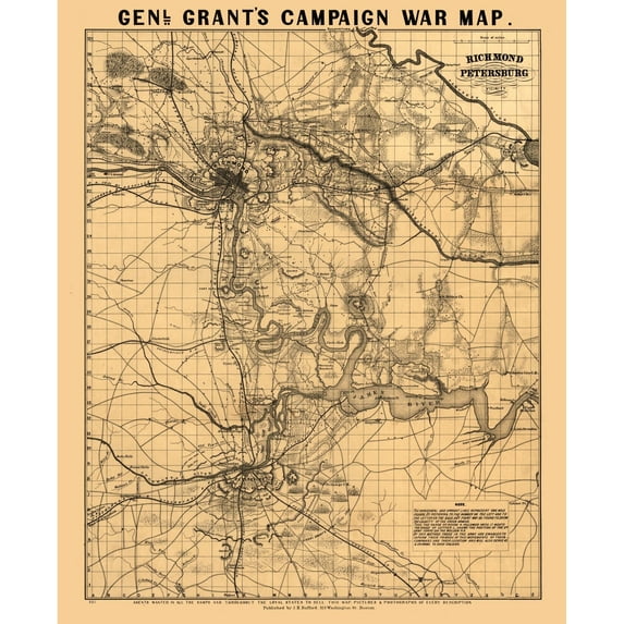 Historic County Map - Richmond County Virginia - Bufford 1864 - 23 x 28.21 - Vintage Wall Art