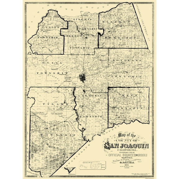 Historic County Map - San Joaquin County California - Reid 1883 - 23 x 30.81 - Vintage Wall Art