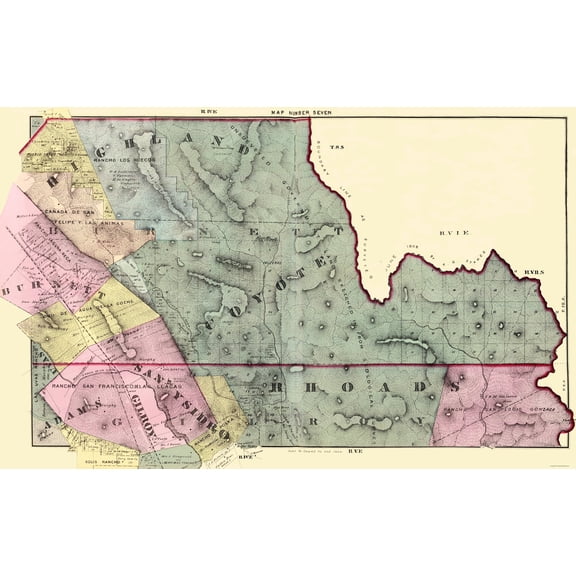 Historic County Map - Santa Clara South Central County California - Thomas 1876 - WallArt