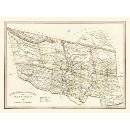 Historic County Map - Schuylkill County Pennsylvania - 1830 - Vintage Wall Art price history and forecast - MAPS OF THE PAST