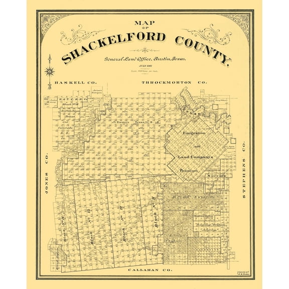 Historic County Map - Shackelford County Texas - Duke 1901 - 23 x 28.20 - Vintage Wall Art