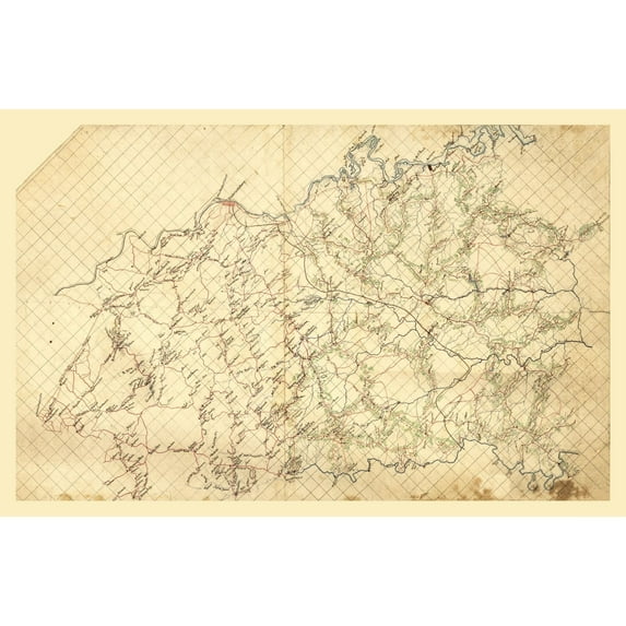 Historic County Map - Spotsylvania County Virginia - 1860 - Vintage Wall Art