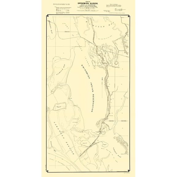 Historic County Map - Swinomish Slough Skagit Counties Washington - Downing 1891 - 23 x 43 - Vintage Wall Art