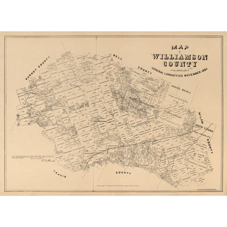 Historic County Map - Williamson County Texas - Walsh 1880 - Vintage Wall Art price history and forecast - MAPS OF THE PAST
