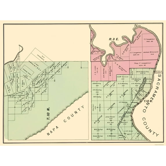 Historic County Map - Yolo County California - De Pue 1879 - 23 x 30.38 - Vintage Wall Art