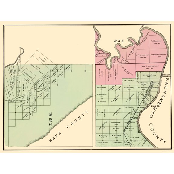 Historic County Map - Yolo County California - De Pue 1879 - Vintage Wall Art