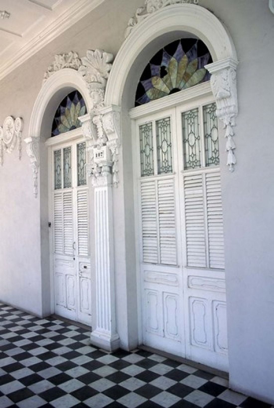 Historic District Doors with Stucco Decor and Tiled Floor Puerto Rico Canvas Art - Michele Molinari DanitaDelimont (24 x 36)