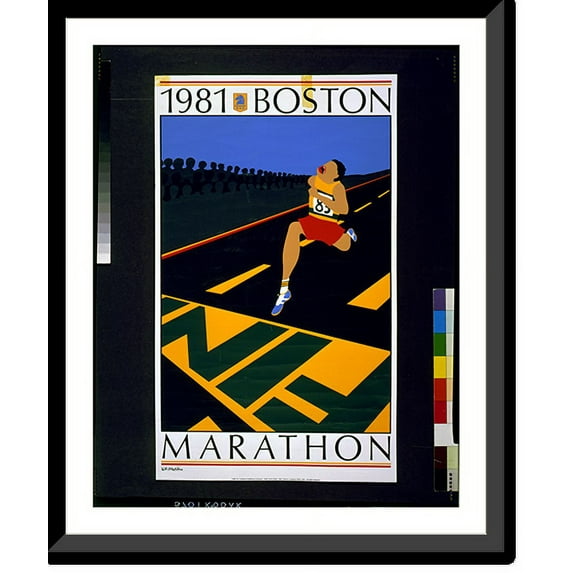 Historic Framed Print, 1981 Boston Marathon.KN Martin. - 2, 17-7/8" x 21-7/8"