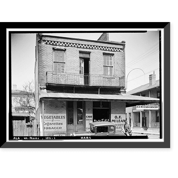 Historic Framed Print, 350 Monroe Street (House, Ironwork), Mobile, Mobile County, AL, 17-7/8" x 21-7/8"