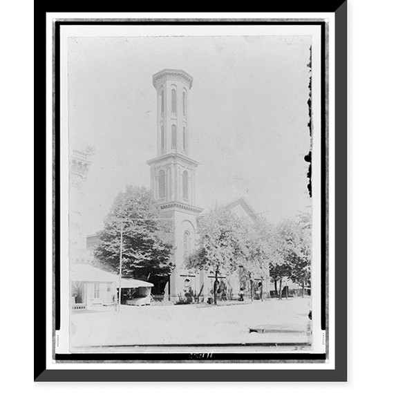 Historic Framed Print, 4th Presbyterian Church, 9th St. and Grant Place, Washington, D.C., June 20, 1899, just prior to removal of the building, 17-7/8" x 21-7/8"