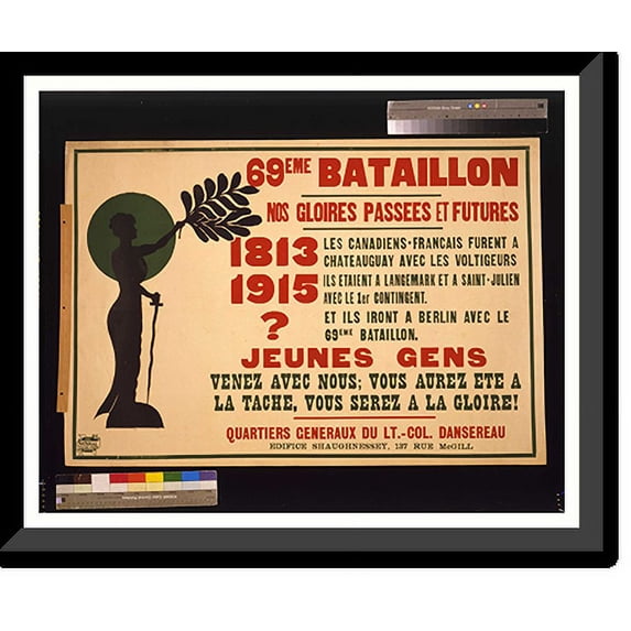 Historic Framed Print, 69eme Bataillon. Nos gloires passees et futures, 17-7/8" x 21-7/8"